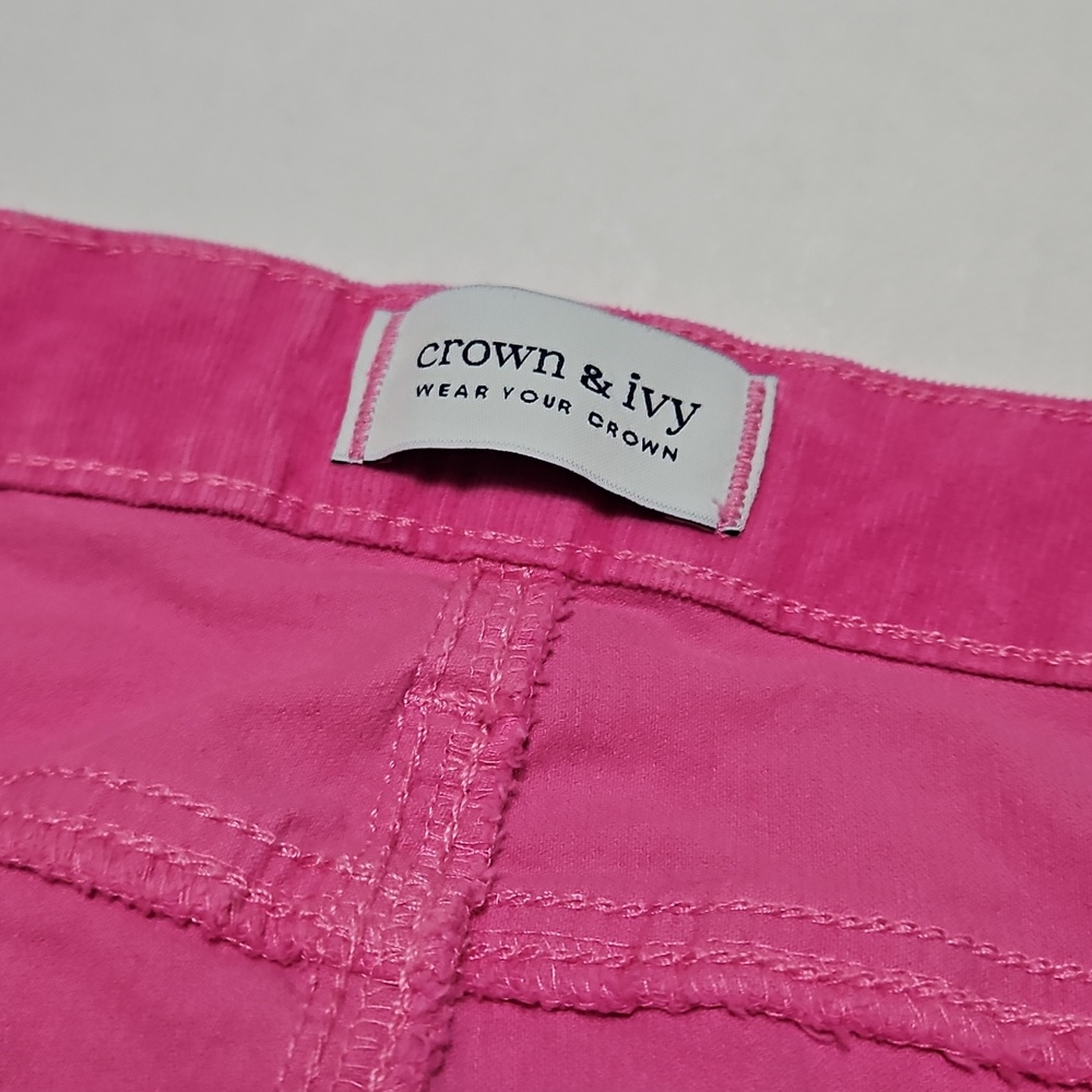 Crown & IVY Bright Pink Women's High Rise Flare Corduroy Pants Size 14 - Picture 3 of 11